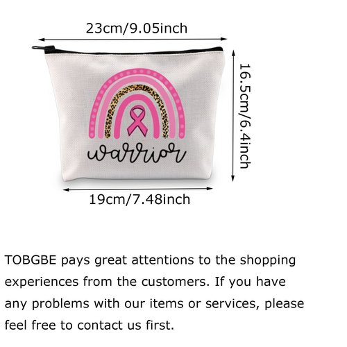 BLUPARK Breast Cancer Awareness Makeup Bag Breast Cancer Warrior Gift Breast Cancer Survivor Gift Pink Ribbon Zipper Bag (Breast Cancer Warrior)