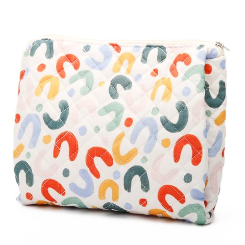 TOPASION Cotton Cosmetic Bag Travel Makeup Pouch Quilted Handbag Purse for Women (UU)