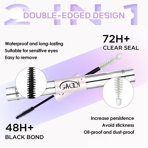 GAQQI Lash Cluster Glue + Remover Set, Lash Bond and Seal Waterproof, Long Lasting Eyelash Glue Strong Hold, Gentle Eyelash Remover for DIY Use (2Pcs Set)