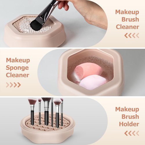 Portable Electric Makeup Brush Cleaner Machine with Foldable Silicone Cleaning Bowl - Quick 30-Second Deep Clean, Instant Drying, Compatible with Handle Diameters Under 0.86 Inches of Beauty Brushes
