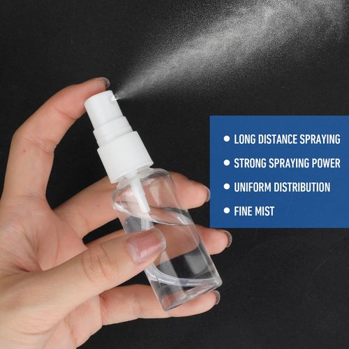 Meyeyaia 90PCS Small Travel Spray Bottle Bulk 1oz/30ml Clear Fine Mist Spray Bottles Plastic Refillable Mini Empty Bottles for Toiletries Perfume Plant Care Home Cleaning