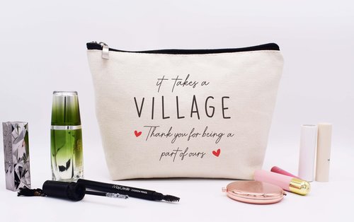 LIBIHUA Coworkers Employee Bosses Teacher Appreciation Gifts Child Care Worker Baby sitter Neighbor Present Makeup Bag Cosmetic Bag Travel Pouch It Takes a Village Thank You for Being a Part of Ours