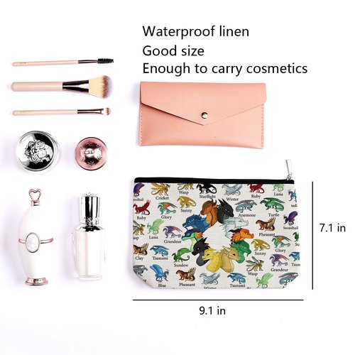 LONGXIN Wings Dragon Darkstalker Cosmetic Make up Bag Wing Dragons Inspired Gift Dragon Tribes Gifts Wings Bookish Merch Makeup Zipper Pouch Bag