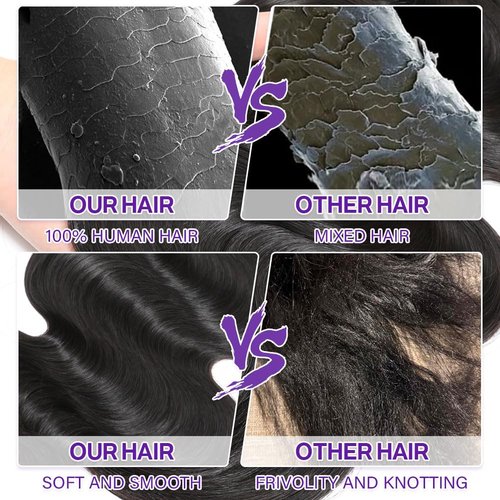 Olsmkis Body Wave HD Lace Frontal 13x4 16 Inch Ear to Ear Transparent Lace Front Closure 100% Unprocessed Brazilian Virgin Human Hair 13 x 4 Pre Plucked with Baby Hair 180% Density Natural Black