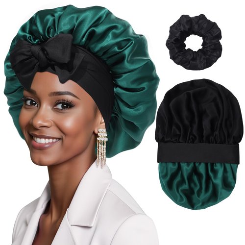 Mulberry Silk Bonnet Sleeping Women Curly Hair Bonnets Tie Band Double Layer Reversible Sleep Bonnet Silk Hair Wrap Sleep Cap