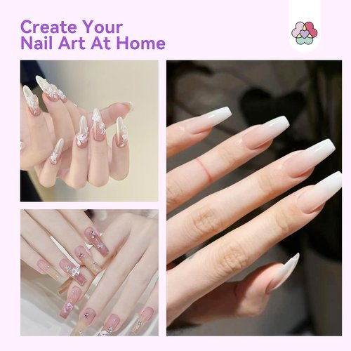 SAVILAND Acrylic Nail Kit: Professional Nails Kit Set Clear White Pink Acrylic Powder and Liquid Set with U V Nail Lamp Nail Remover for DIY Home Use