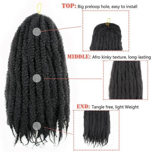 Vustbeauty Marley Twist Braiding Hair 30 Inch Marley Twist Hair Long Cuban Twist Hair 8 Packs Afro Kinky Curly Twist Crochet Hair Synthetic Marley Hair Extensions (30 Inch 8packs, 1B)