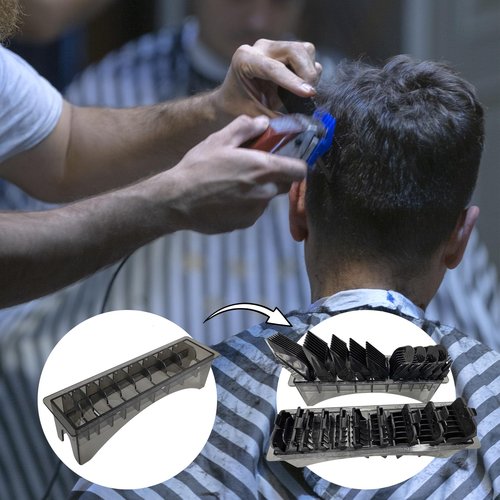 Clipper Guard Holder Organizer,Clipper Comb Holder Case,Grid Base Box For Universal Hair Clippers Limit Comb,Storage for Clipper Guards,Fit Well and Easy to Store Away When Done Using (Grey, L)