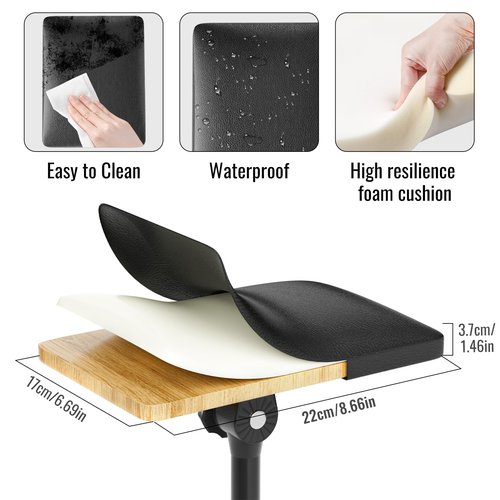 Wormhole Tattoo Arm Rest, Tattoo Chair for client, Tattoo Armrest Stand Tripod, 180° Rotation Adjustable Height and Tilt, Thicken Soft Sponge Pad 8.66*6.69*1.46in, Foldable Arm Rest for Tattoo Studio