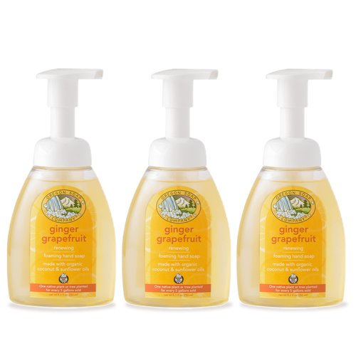 Oregon Soap Company - Foaming Hand Soap, Hand Soap Refills and Self Foaming Liquid Hand Soap, Liquid Hand Soap Bulk for Hand Wash, Ginger Grapefruit, 8.3 Oz, 3 Pack
