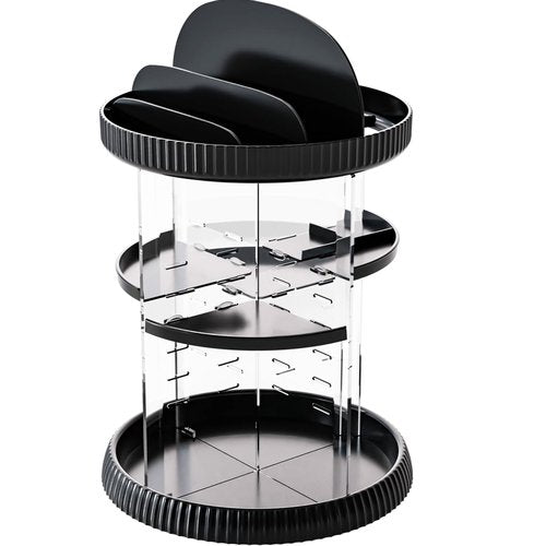 Yieach Rotating Makeup Organizer,Adjustable Spinning Skincare Organizer,Counter Top,Vanity Organizers and Storage for Brush,Perfume,Bathroom Lazy Susan Organizer for Skin Care,Beauty Product,Black