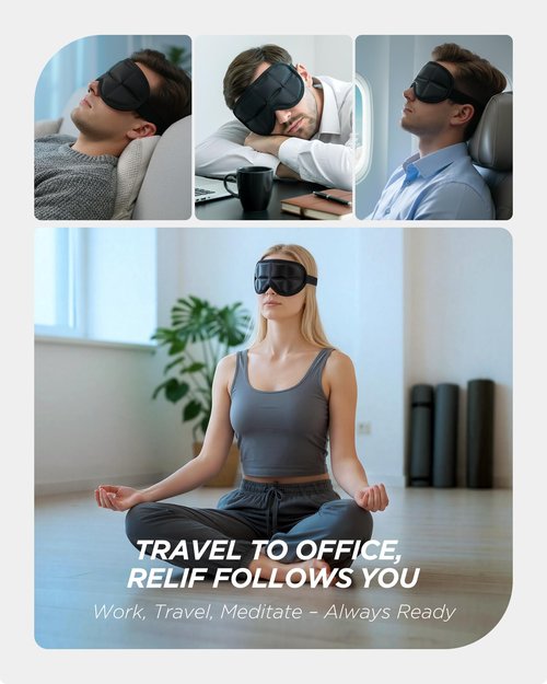 3D Cooling Sleep Mask with Double Coldfocus Gel - Frozen Cold Gel Eyes Mask with Contoured Blackout Hot & Cold Therapy for Women, Men Sleeping on Airplane Traveling for Migraine, Dry Puffy Eyes,1 Pack