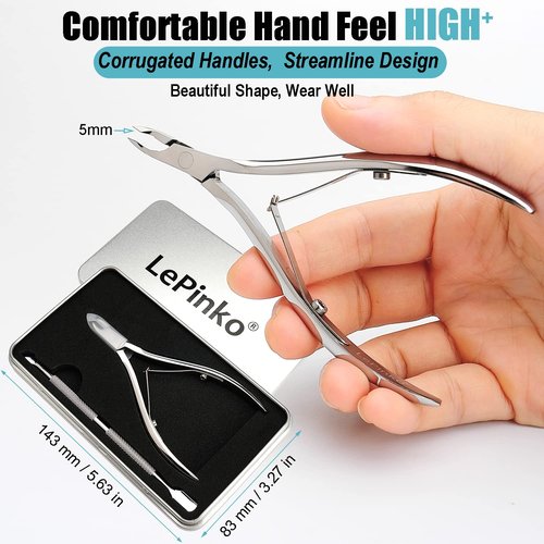 LePinko Salon-Quality Cuticle Trimmer Set and Slanted & Pointed Tweezers Set