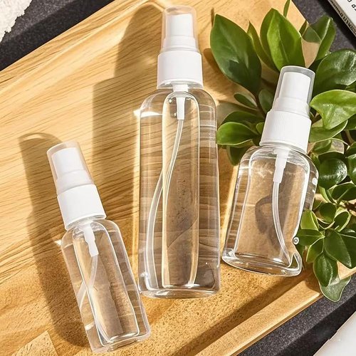 Xolaawa Small Spray Bottle, Clear Empty Mini Travel Plastic Bottle. Premium spray bottles for perfumes and cosmetics. 2 * 1oz, 2 * 1.7oz. (4 Pack)