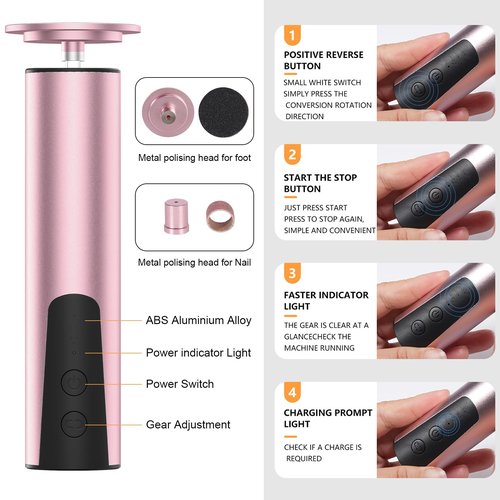 ele ELEOPTION Electric Callus Remover for Feet Electric Foot File Nail Grinder 6 Speed Adjustable Rechargeable Professional Foot Sander Pedicure Tool for Feet Dry Dead Skin Pink