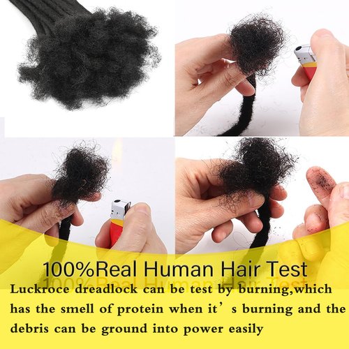 Luckroce Loc Extension Human Hair 6 inch 0.2cm Width 100% Permanent Huamn Hair Dreadlocks Extension Can Be Dyed Bleached Curled Handmade loc Extension for Men Women (30 Strands Natual Black)