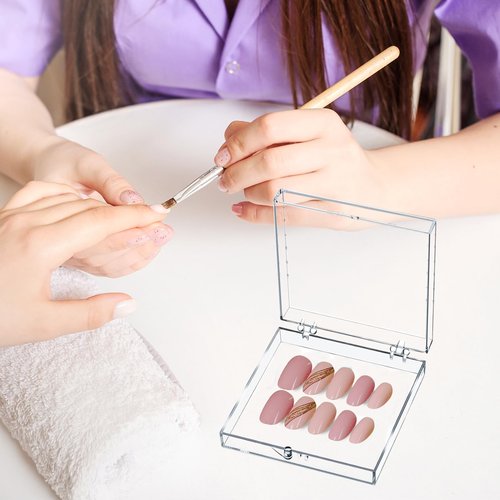 CloudTrip 15 Pcs Large (8 x 8cm) Press On Nail Packaging Storage Box and 60pcs Adhesive Tabs - Acrylic Organizer Case for Artificial Nail Business Supplies (Clear 15 Pack)