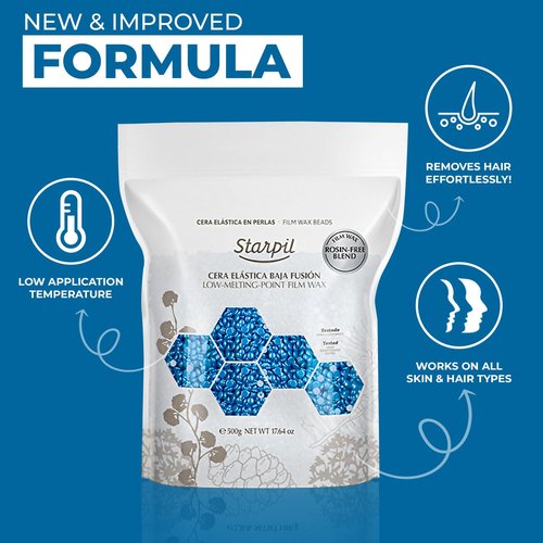 Starpil Wax 500g / 1.1 lb Blue hypoallergenic Hard Wax Beads for Painless Hair Removal, Stripless Body Wax Beans, Polymer Blend Bikini Wax, Coarse Hair Removal hypoallergenic Beads for Sensitive Skin
