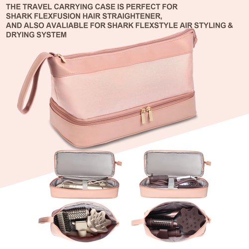 GENCAM Flexfusion Carrying Case for Shark, Travel Case for Shark Glam Ceramic/FlexFusion Hair Straightener, Travel Bag for Shark Flexfusion Air Ceramic HD641S/HD642S /HD6052S (Pink)