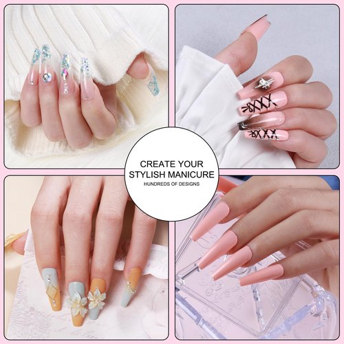 Acrylic Nail Kit with Everything: Beginners Set with Drill - Professional Acrylic Powder Glitter Monomer False Tips Top Base Coat Starter Kit - Full Decorations Nail Supplies for Nail Extensions Gift