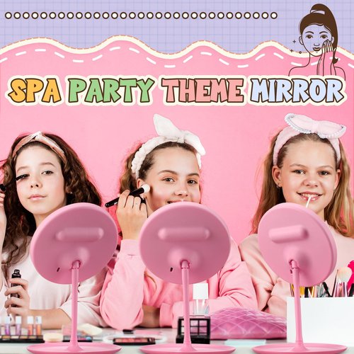 DoubleFill 6 Pcs Spa Party Mirror Spa Party Supplies Sleepover Favors Accessory Make up Table Mirror for Sleepover Slumber Birthday Favors Adult Women Gift(Pink)