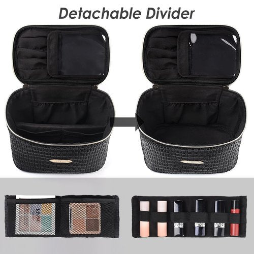 CaCTOUR Make Up Bags for Women,Portable Cosmetic Organizer Bag,Large Makeup Organizer Bag Travel with Brush Storage (Black)