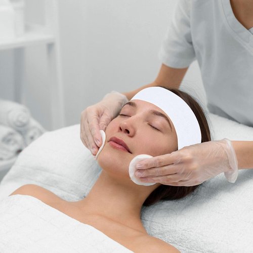 BREENHILL 200 Count Disposable Spa Facial Headbands with Convenient Closure,White Stretch Facial Headwraps Soft for Facials Skincare Spa