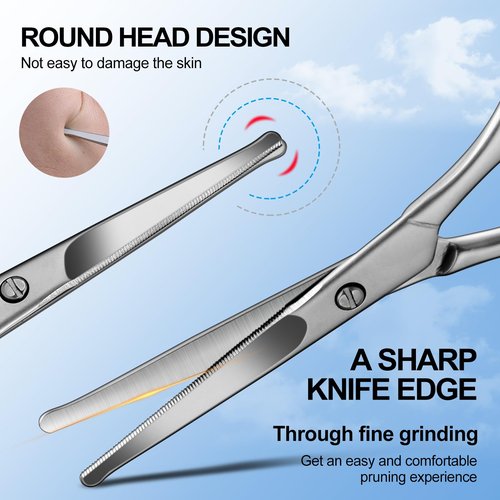 Lobodt 4.1inch round-headed stainless steel small scissors, suitable for trimming facial hair, nose hair, eyebrows, eyelashes, beards, personal care and salon beauty salons (matte silver)
