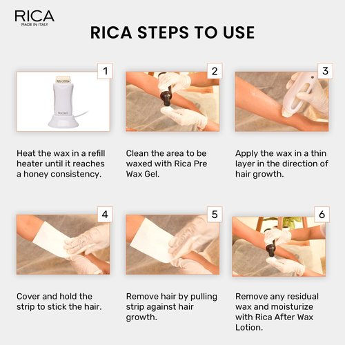 Rica Wax White Chocolate Roll-On Wax Kit - Set of 4 Refills, 100 ML - Made in Italy