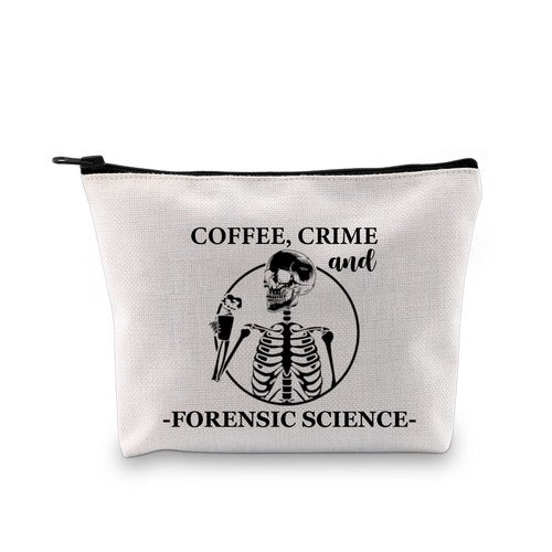 G2TUP Forensic Scientist Gift Coffee Crime And Forensic Science Makeup Bag Forensic Science Investigator Cosmetic Bag Criminologist Gift Travel Bag (And Forensic Science White Bag)