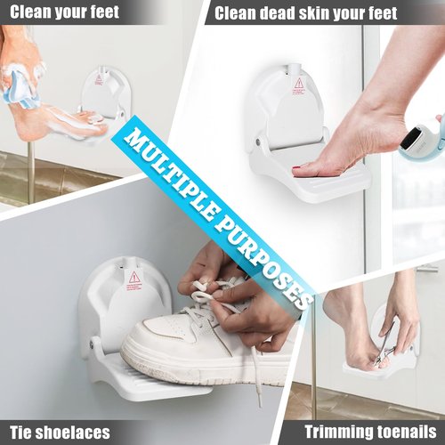 Foldable Shower Foot Rest for Shaving Legs|Reusable Foot Pedal with Strong Suction Force | Shower Step with Anti-Slip Pedal | Shower Stool for Pregnant Woman & Back Pain Suffers