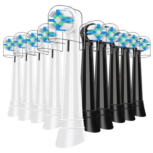 10 Pcs IO Replacement Heads Compatible with Oral B IO 2/3/4/5/6/7/8/9/10/Deep Clean Series Electric Toothbrushes, Medium Softness Brush Heads Compatible with Oral B iO (Black/White)
