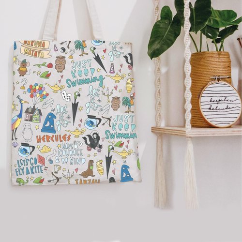 POFULL Movie Characters Collage Carrier Bag Case Fairy Tales Gift for Women