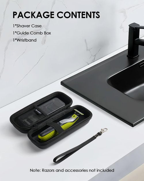 Yinke Hard Travel Case for OneBlade QP2520/QP2530/QP2620/QP2630 - EVA Waterproof Electric Trimmer & Razor Organizer with Guide Combs Storage Box, Black