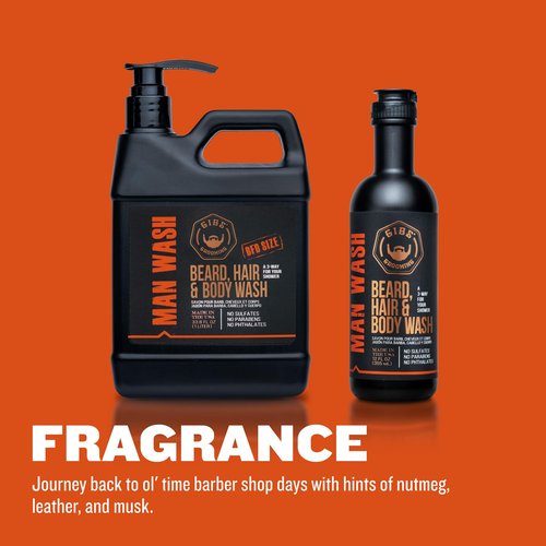 GIBS Grooming 3 in 1 Body Wash for Men - Beard & Hair Moisturizing, & Cleansing Liquid Body Wash with Tea Tree Oil & Copaiba Balsam - Sulfate & Paraben Free Shower Gel - 12 Oz