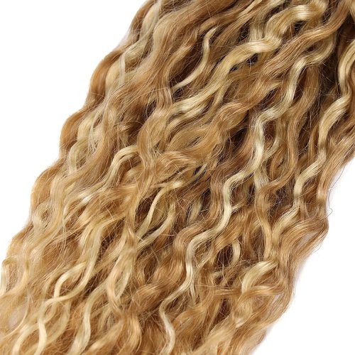P27/613 Blonde Human Braiding Hair Deep Wave Bulk 18 18 18 Inch Human Hair Weave 3 Bundle Unprocessed Brazilian Virgin Hair Honey Blonde Deep Wave Braiding Hair Extensions 50 Grams/Bundle
