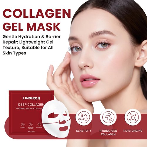 LINSIRON Bio-Collagen Real Deep Masks 24PCS Collagen Face Mask Skin Care Sheet Overnight Skincare Hydrating Smile Line Patches Wrapping Lift Stocking Stuffers Birthday Gifts for Teen Girls
