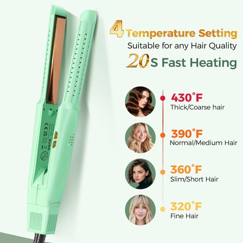 SUNMAY 360°Airflow Hair Straightener,0.95 Inch Titanium Straightener and Curler with Cooling Air Lock in Quick Style,Negative Ions Flat Iron Hair Straightener for Women,Dual Voltage,Auto Shut Off