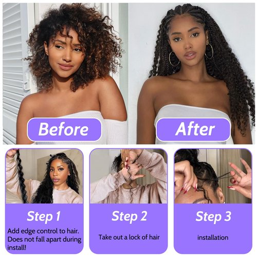 Human Braiding Hair for Boho Braids Human Hair 3 Bundles/Pack 110g 14 Inch Deep Wave Bulk Human Hair for Braiding Curly Knotless 12A Brazilian Virgin Ombre Balayage