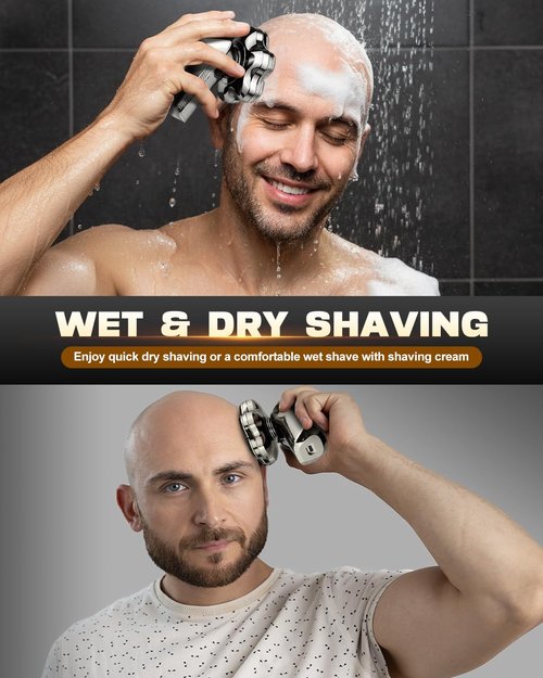 Maraiss Head Shavers for Bald Men, 7D Upgraded Detachable Head Shaver - IPX7 Waterproof Wet Dry 5-in-1 Grooming Kit Electric Razor, Ideal Gift for Men