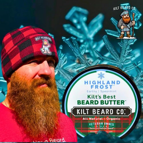 Kilt Beard Co. Highlands Frost Beard Butter for Men- Best beard Moisturizer & Conditioner- All-Natural Shea & Mango Butter- Softens & Hydrates Dry, Coarse Beards- Earthy, Spearmint, & Cypress Scent.