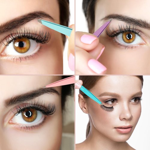 SWEET VIEW 7pcs Eyebrow Tweezers Kit for Women Precision Plucker with Brow Scissors & Razor & Spoolie for Facial, Chin, Brow, Splinter and Ingrown Hair
