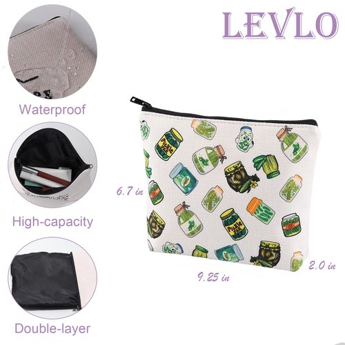 LEVLO Pickle Bundle Gift Pickle Bachelorette Pickle Lover Waterproof Zipper Pouch Pickle Queen For Women Girls BFF(PICKLE)