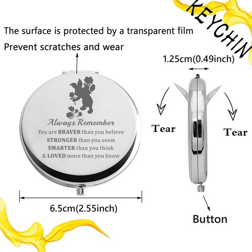 KEYCHIN Pig Pocket Mirror Pink Pig Fans Gifts You are Braver Stronger Smarter Than You Think Pig Compact Mirror (Pig-S)