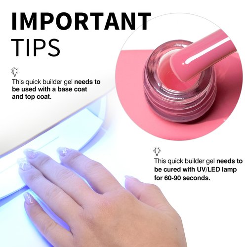 CANNI Quick Builder Nail Gel For Nails Set – 6 Colors 9ML Nude Soft Peach Pink, Soak Off UV LED Nail Extensions & Strengthening, Self-Leveling Builder Gel for DIY Manicure & Salon Use Women