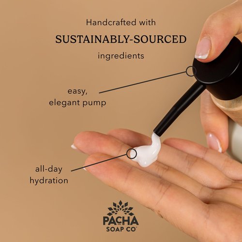 Pacha Soap Co. Body Lotion - Santal & Amber, Hydrating & Nourishing Formula with Clean Ingredients and Essential Oils, Dye Free, SLS Free, Paraben Free, Made in the USA, 2-Pack (16 fl oz Each)