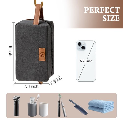 Janhavi Personalized Waterproof Toiletry Bag for Men,Gifts for Boyfriend,Toiletry Bag For Shower Caddy,Engraved Initials & Wheat Ear, Mens Toiletry Travel Bag, Travel Essentials for Men (Dark Grey J)