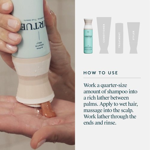 VIRTUE Recovery Sulfate Free Shampoo with Keratin and Baobab Seed Oil for Damaged Hair, Color Safe