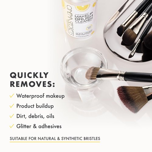Cinema Secrets Original Makeup Brush Cleaner Solution - Professional Cleanser for Makeup Brushes - Quick-Drying, Rinse-Free Formula - Removes Stubborn Waterproof Make Up - Lemon (16 fl oz)