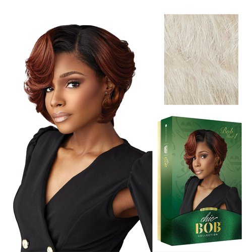 Sensationnel Chicbob Lace Frontwig - Bob Unit 1 Face Framing Glueless Wig Wide 5 Inch Deep Part Synthetic Preplucked Hairline (ICYBLONDE)